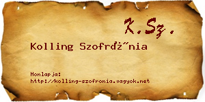 Kolling Szofrónia névjegykártya